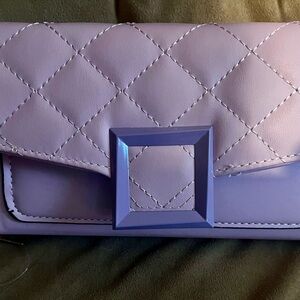 Chic Quilted Lavender Crossbody Bag, Faux Leather, New with Tags.